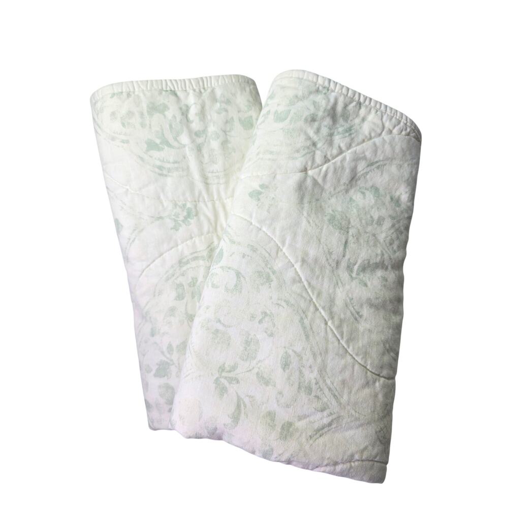 THRESHOLD Green Quilted Floral STANDARD Pillow Sham Set of 2